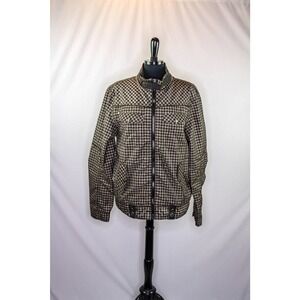 XIOS America New York Jacket Bomber Check Plaid Brown Black Size XL
